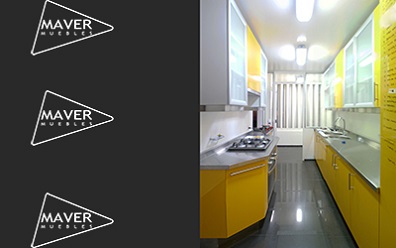 muebles de cocina amarillo con cubierta de acero inoxidable Vitacura